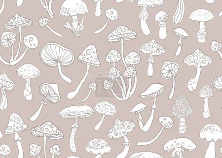 Illustration for Magic mushrooms. Psychedelic hallucination. Vibrant vector illustration. 60s hippie colorful background, hippie and boho texture. Ttrippy wallpaper. - Royalty Free Image