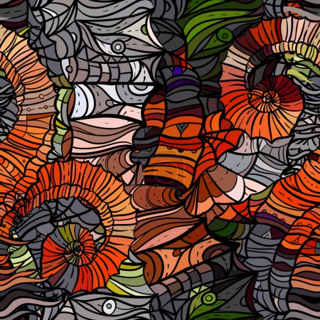 Ilustración de Patrón de mosaico abstracto, ilustración vectorial, naturaleza inspirada. Diseño para papel de envolver, papel pintado, telas y ropa de moda. - Imagen libre de derechos