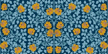 Illustration for Floral vintage seamless pattern for retro wallpapers. Enchanted Vintage Flowers. William Morris inspired. Arts and Crafts movement inspired. Design for wrapping paper, wallpaper, fabrics and fashion - Royalty Free Image