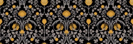 Floral vintage nahtlose Muster für Retro-Tapeten. Verzauberte Vintage Flowers. William Morris inspirierte. Kunstgewerbebewegung inspiriert. Design für Packpapier, Tapeten, Stoffe und Mode