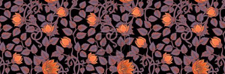 Illustration for Floral vintage seamless pattern for retro wallpapers. Enchanted Vintage Flowers. William Morris inspired. Arts and Crafts movement inspired. Design for wrapping paper, wallpaper, fabrics and fashion - Royalty Free Image
