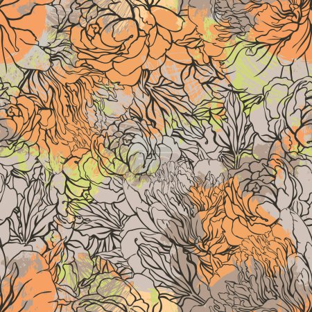 Illustration for Floral seamless pattern, endless texture with flowers in vintage style. Wallpaper, background. Home decor. - Royalty Free Image