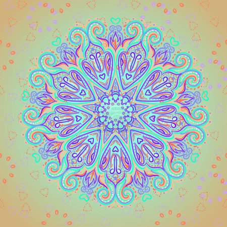 Illustration for Mandala seamless pattern. Vintage decorative elements. Hand drawn background. Islam, Arabic, Indian, ottoman motifs. Geometric circle element in vector. Kaleidoscope, medallion, yoga concept. - Royalty Free Image