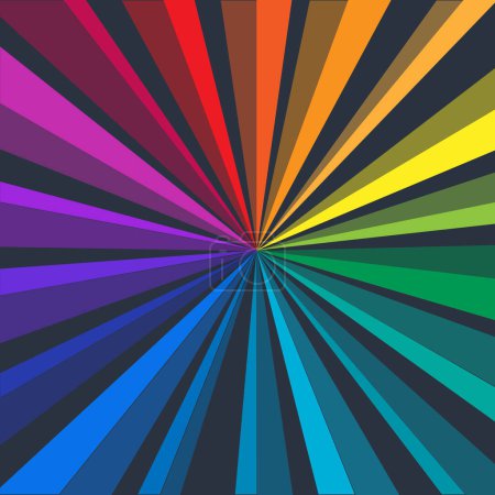 Liebe ist Liebe. LGBT-Hintergrund mit Strahlen. Vektorabbildung in Regenbogenfarbe für Aufkleber, Grußkarte, Poster, Aufnäher, T-Shirt, Anstecknadel.