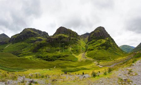 Beautiful views of the Three Sisters mountains in Scotland Glencoe Valley one of the most fascinating places in Scotland