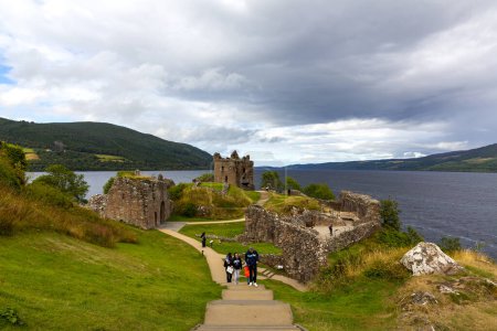 Photo for Drumnadrochit, Scotland 2022, August 19: Ruins of Urquhart Castle along Loch Ness, Scotland, Great Britain - Royalty Free Image