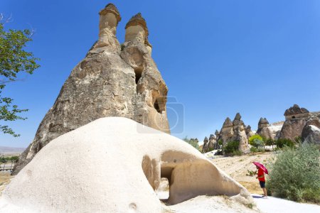 Téléchargez les photos : PASABAG, CAPPADOCIA 2023, 07 août : Pasabag, ses célèbres cheminées de fées dans la vallée de Goreme, en Cappadoce, Turquie - en image libre de droit