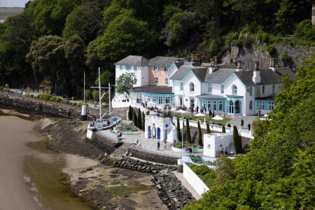 Portmeirion, Minffordd, Penrhyndeudraeth, Gwynedd, Wales - May 28 : View of architecture in Portmeirion, Wales on May 28, 2023. Unidentified people