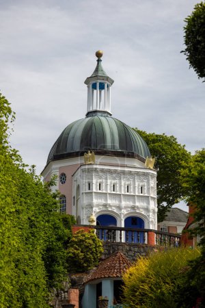 Portmeirion, Minffordd, Penrhyndeudraeth, Gwynedd, Wales - May 28 : View of architecture in Portmeirion, Wales on May 28, 2023