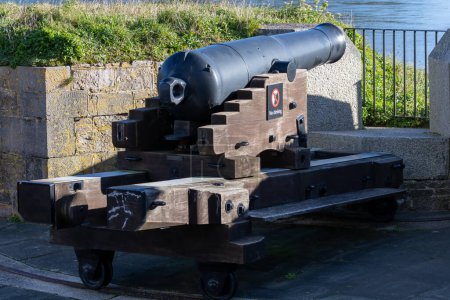 Photo for Dartmouth, Devon, UK - January 15. Old cannon at the Castle in Dartmouth, Devon on January 15, 2024 - Royalty Free Image