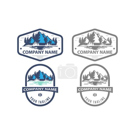 Illustration for Set emblem Hiking, Extreme Outdoors,Logo Vector Hiker or Climber illustration.EPS 10 - Royalty Free Image