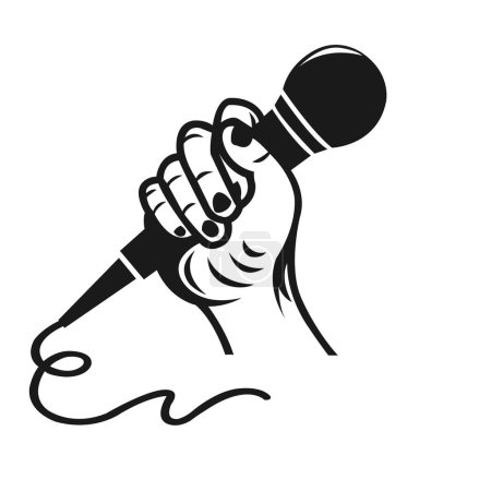 Ilustración de Mano sosteniendo el micrófono en un puño. ilustración del vector.EPS 10 - Imagen libre de derechos