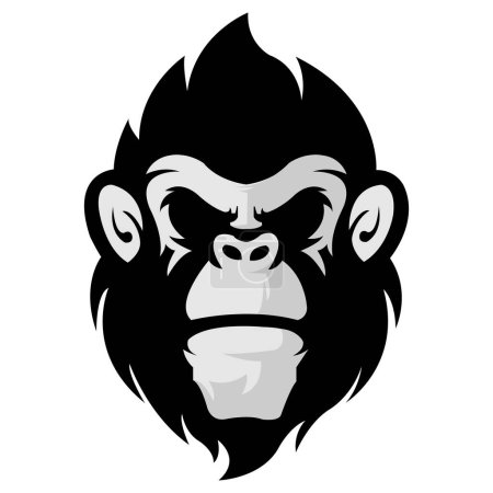 Ilustración de Gorila enojado cabeza logo plantilla vector. Plantilla logo cara mono vector.EPS 10 - Imagen libre de derechos