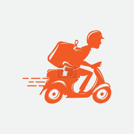 Ilustración de Express Ground Postal Service by Scooter Concept, Courier Service Man Vector Icon Design.EPS 10 - Imagen libre de derechos
