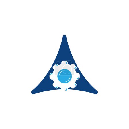 Téléchargez les illustrations : Modèle de conception de logo vectoriel triangle Trinity et icône d'engrenage télécharger.EPS 10 - en licence libre de droit