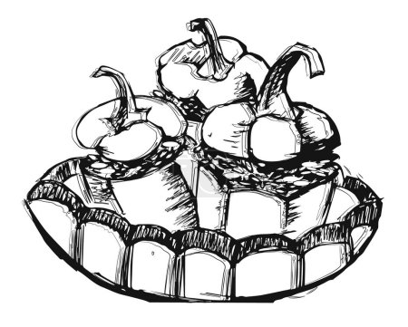 Foto de Ilustración de la comida vegana un pimiento. Coma la comida adecuada.El pimiento aislado sobre un fondo blanco. - Imagen libre de derechos