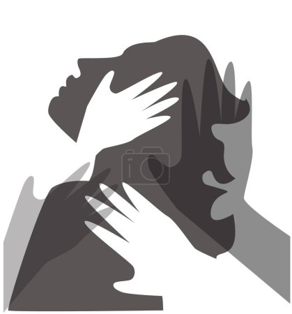 Illustration for Illustration of domestic violence. This woman is suffering. the woman was beaten. - Royalty Free Image