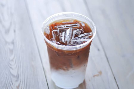 Photo for Coffee, iced coffee or iced latte coffee or milk coffee - Royalty Free Image
