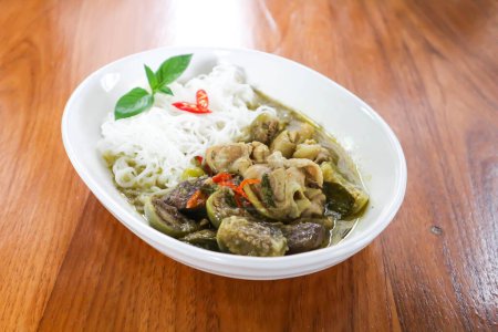 chicken curry , green curry chicken or chicken soup with vermicelli or Spicy Chicken Soup