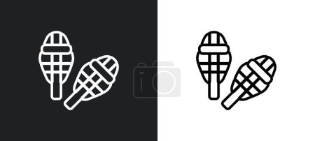 Ilustración de Raquetas de nieve icono de contorno en colores blanco y negro. raquetas de nieve icono vector plano de la colección de invierno para la web, aplicaciones móviles y ui. - Imagen libre de derechos