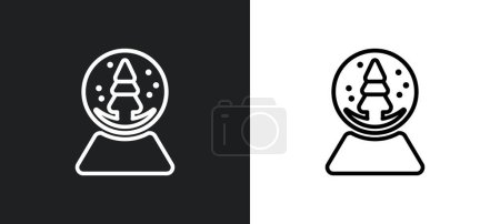 Ilustración de Bola de nieve icono de contorno en colores blanco y negro. bola de nieve icono de vector plano de la colección de invierno para la web, aplicaciones móviles y ui. - Imagen libre de derechos