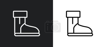 snow boot outline icon in white and black colors. snow boot flat vector icon from winter collection for web, mobile apps and ui.