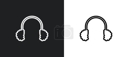 Ilustración de Orejeras esbozan icono en colores blanco y negro. orejeras icono vector plano de la colección de invierno para la web, aplicaciones móviles y ui. - Imagen libre de derechos
