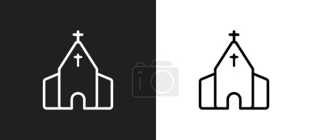 Illustration for Chapel outline icon in white and black colors. chapel flat vector icon from winter collection for web, mobile apps and ui. - Royalty Free Image