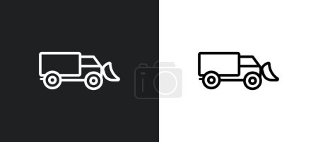 Illustration for Snowplow outline icon in white and black colors. snowplow flat vector icon from winter collection for web, mobile apps and ui. - Royalty Free Image