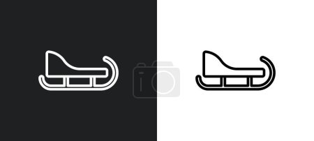 Illustration for Sledge outline icon in white and black colors. sledge flat vector icon from winter collection for web, mobile apps and ui. - Royalty Free Image