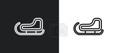 Illustration for Sled outline icon in white and black colors. sled flat vector icon from winter collection for web, mobile apps and ui. - Royalty Free Image