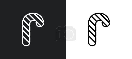 Ilustración de Icono de contorno de bastón de caramelo en colores blanco y negro. bastón de caramelo icono vector plano de la colección de invierno para la web, aplicaciones móviles y ui. - Imagen libre de derechos