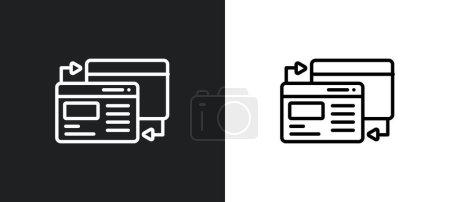 Ilustración de Maqueta de esquema icono en colores blanco y negro. maqueta de vector plano icono de la colección de alojamiento web para web, aplicaciones móviles y ui. - Imagen libre de derechos