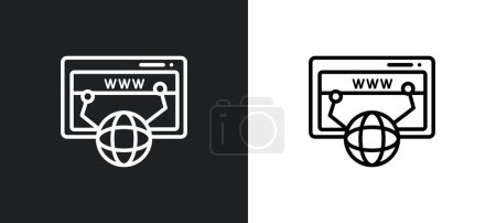 Téléchargez les illustrations : Icône de contour dns en blanc et noir. dns icône vectorielle plate de la collection d'hébergement Web pour le Web, applications mobiles et ui. - en licence libre de droit
