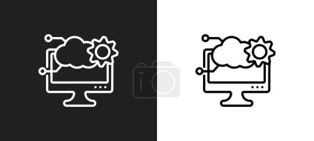 Illustration for Feature outline icon in white and black colors. feature flat vector icon from web hosting collection for web, mobile apps and ui. - Royalty Free Image