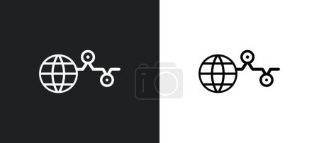Illustration for Web stocks data line graphic interface outline icon in white and black colors. web stocks data line graphic interface flat vector icon from web collection for mobile apps and ui. - Royalty Free Image