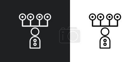 Illustration for Multitasking man outline icon in white and black colors. multitasking man flat vector icon from web collection for web, mobile apps and ui. - Royalty Free Image