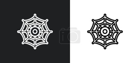 Illustration for Cobweb and spider outline icon in white and black colors. cobweb and spider flat vector icon from web collection for web, mobile apps ui. - Royalty Free Image