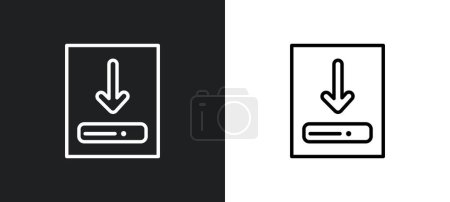Téléchargez les illustrations : Télécharger l'icône de contour de fichier en blanc et en noir. télécharger fichier plat icône vectorielle de la collection Web pour le Web, applications mobiles et ui. - en licence libre de droit