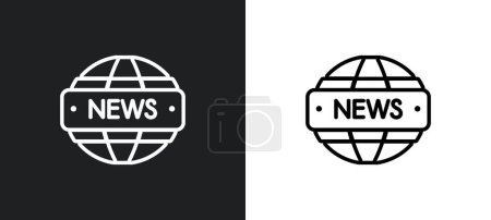 Ilustración de Icono del esquema de noticias en colores blanco y negro. noticias icono de vector plano de la colección web para la web, aplicaciones móviles y ui. - Imagen libre de derechos