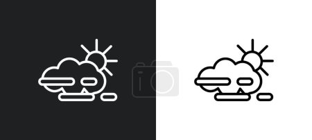 Illustration for Foggy day outline icon in white and black colors. foggy day flat vector icon from weather collection for web, mobile apps and ui. - Royalty Free Image