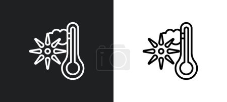 Ilustración de Icono de contorno caliente en colores blanco y negro. icono de vector plano caliente de la colección del tiempo para la web, aplicaciones móviles y ui. - Imagen libre de derechos