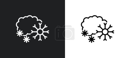 Illustration for Snowing outline icon in white and black colors. snowing flat vector icon from weather collection for web, mobile apps and ui. - Royalty Free Image