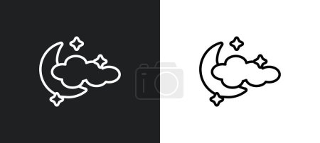Ilustración de Icono de contorno nocturno en colores blanco y negro. noche icono de vector plano de la colección del tiempo para la web, aplicaciones móviles y ui. - Imagen libre de derechos