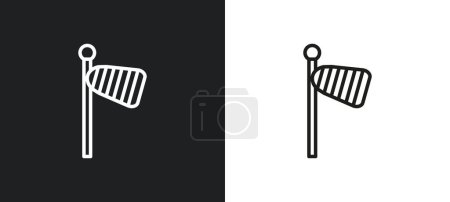 Ilustración de Icono de contorno de calcetín de viento en colores blanco y negro. icono de vector plano de calcetín de viento de la colección del tiempo para la web, aplicaciones móviles y ui. - Imagen libre de derechos