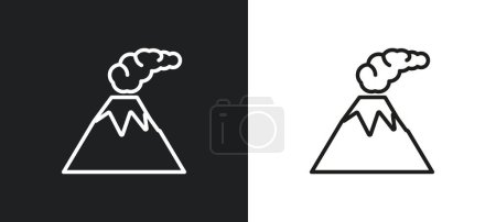 Ilustración de Icono del contorno del volcán en colores blanco y negro. volcán icono de vector plano de la colección del tiempo para la web, aplicaciones móviles y ui. - Imagen libre de derechos