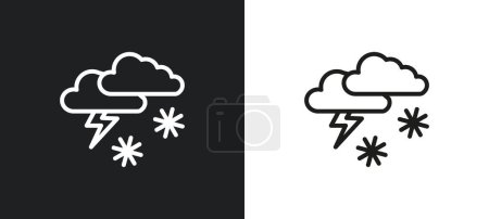 Ilustración de Icono del contorno de la nieve en blanco y negro. thundersnow icono de vector plano de la colección del tiempo para la web, aplicaciones móviles y ui. - Imagen libre de derechos