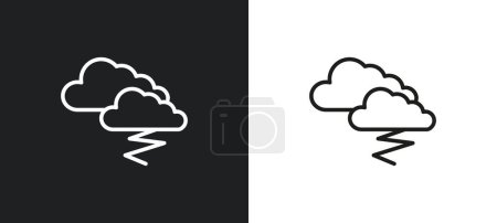 Téléchargez les illustrations : Icône de contour orageux en blanc et noir. icône de vecteur plat orage de la collection météo pour le web, applications mobiles et ui. - en licence libre de droit