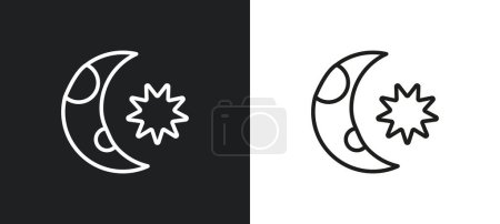 Illustration for Starry night outline icon in white and black colors. starry night flat vector icon from weather collection for web, mobile apps and ui. - Royalty Free Image