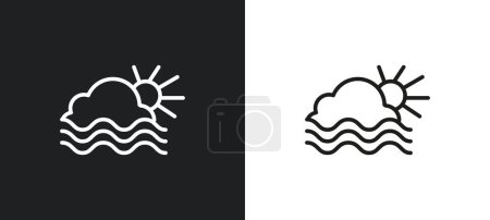 Ilustración de Icono de contorno de neblina en colores blanco y negro. icono de vector plano neblina de la colección del tiempo para la web, aplicaciones móviles y ui. - Imagen libre de derechos
